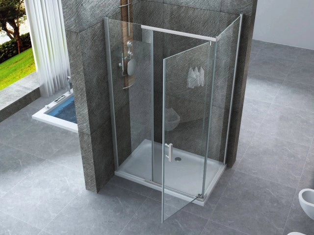 Box doccia due lati con porta battente cristallo 8mm trasparente h.195 SIDE 110 cm,80 cm