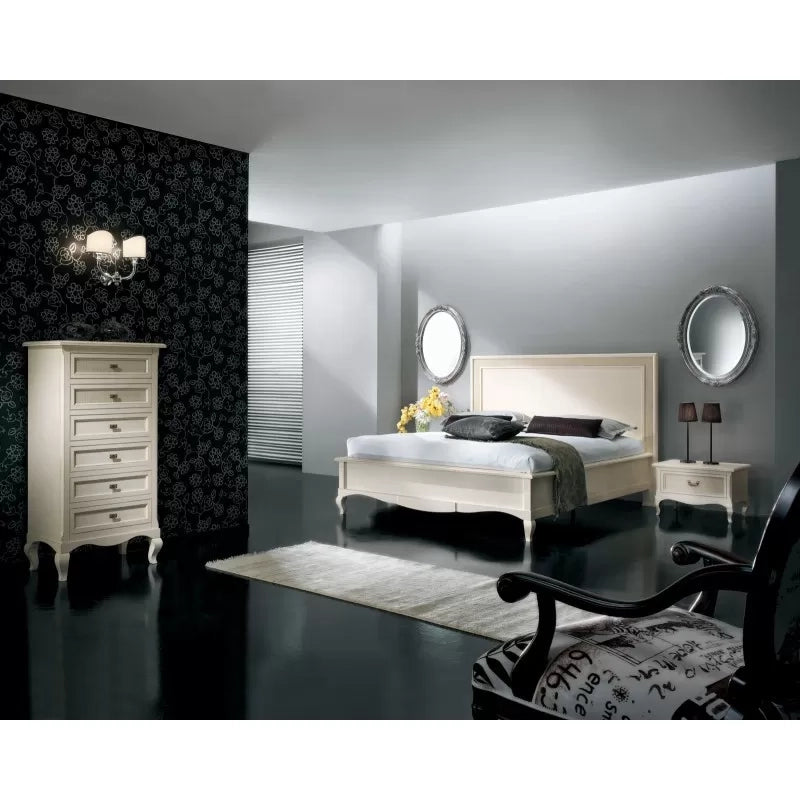 Cassettiera 6 cassetti paglia di vienna legno shabby bianco invecchiato 69x43x131 - Mobili 2G