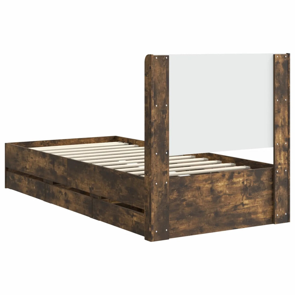 Struttura del letto con stoccaggio e testata Rovere Fumo 3413975