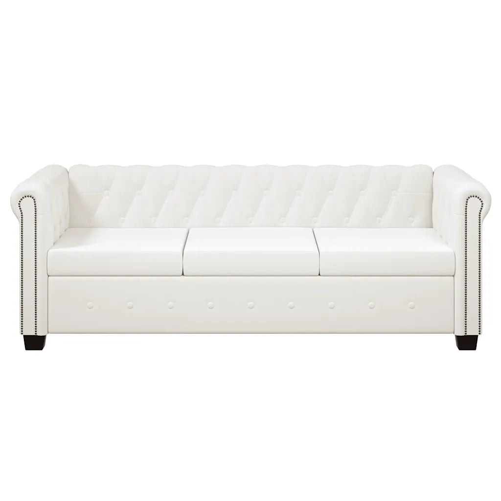 Divani Chesterfield a 2 Posti e a 3 Posti in Similpelle Bianco 272250