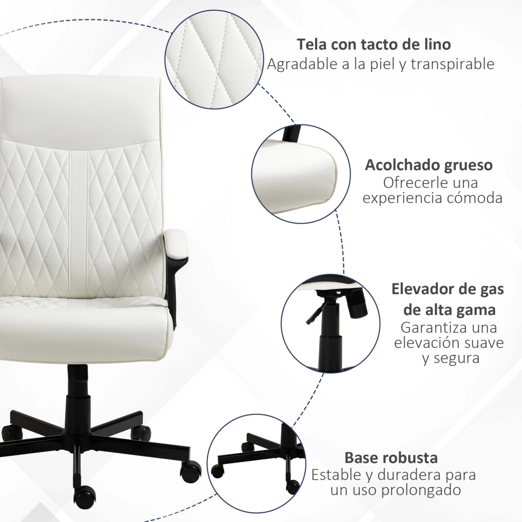 Sedia da ufficio con schienale alto ¨C zephmum ¨C Altezza e inclinazione regolabili 65x65x102-112,5 cm bianco