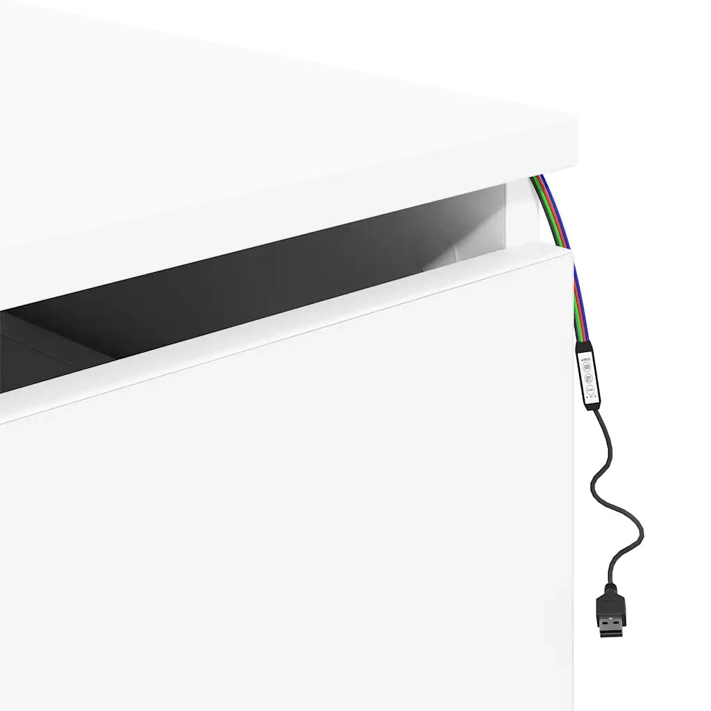 Comodino | Armadio da Notte | Mobiletto da notte a Parete con Luci LED Bianco