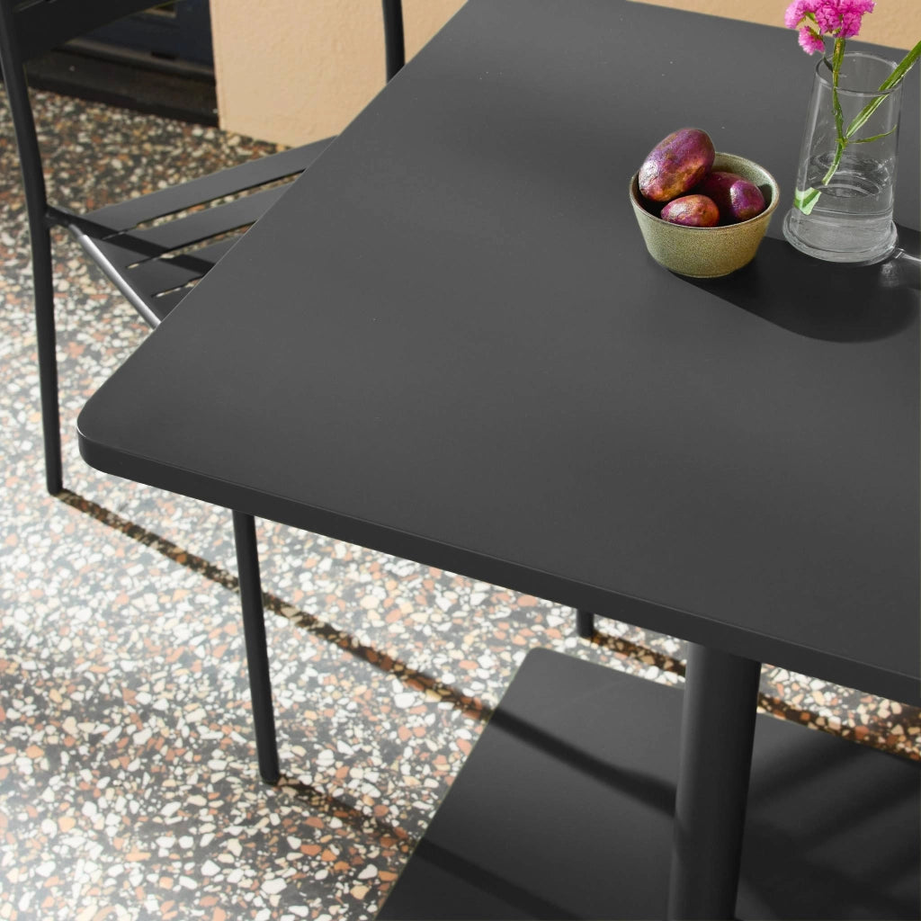 Set tavolo da giardino bistrot quadrato in acciaio con 2 sedie,