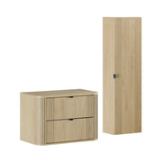 Set da bagno KORI: mobile sotto lavabo 80cm + piano lavabo + colonna di stoccaggio