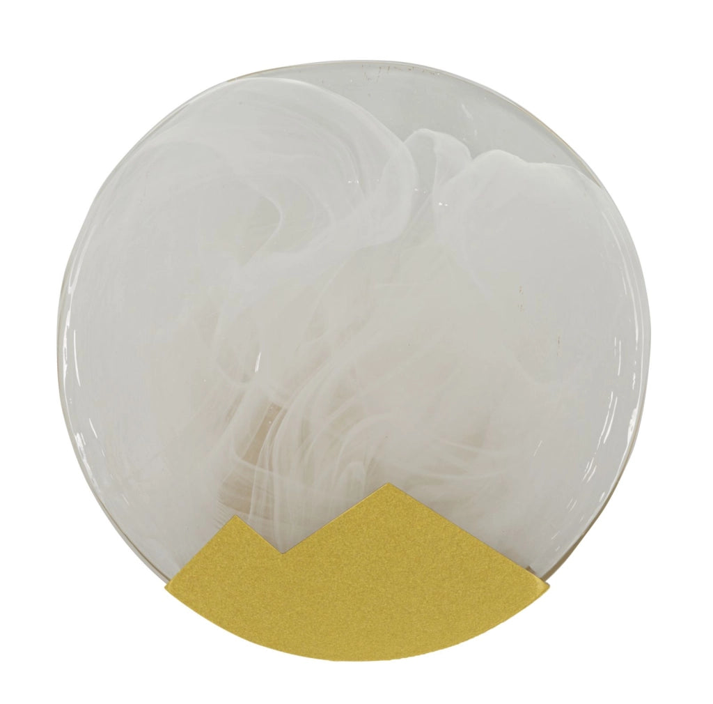 Lampada da Muro Moon Ø20x10 cm in Vetro e Ferro Oro e Bianco