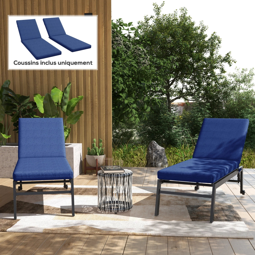 Cuscini per Chaise Longue ¨C zephmum ¨C 2 Pezzi, Blu, con Sangle
