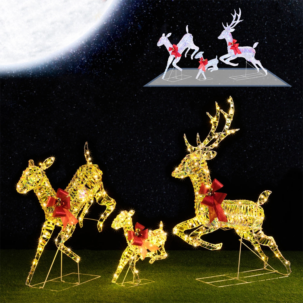 Famiglia 3 Renne Luminose di Natale Renna Cervi Natalizia Decorazione da Esterno