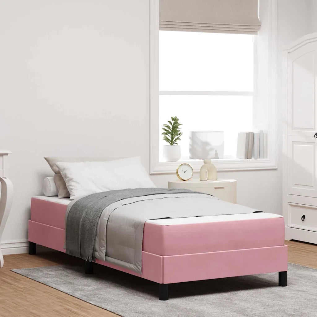 Letto a molle con materasso-Struttura Letto con Materasso Rosa 90 x 190 cm Tessuto