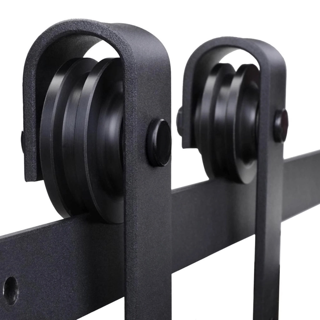 Porta Scorrevole Rustica con Binario e Rotelle ¨C Zephmum ¨C Nero 200cm