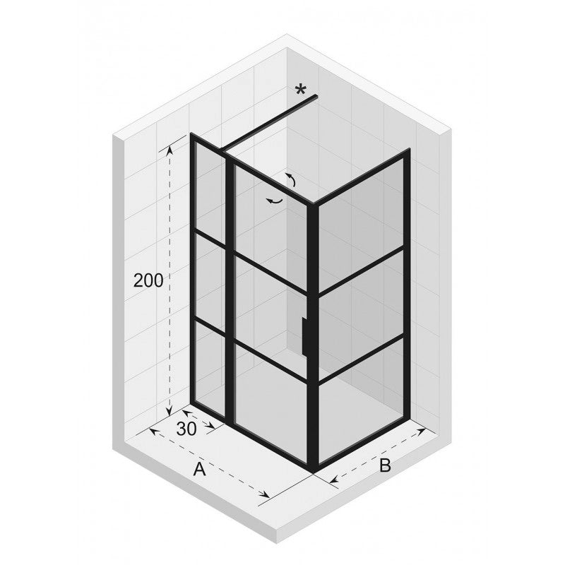 Box doccia angolare GRID 203 RIHO 130x100 x200cm