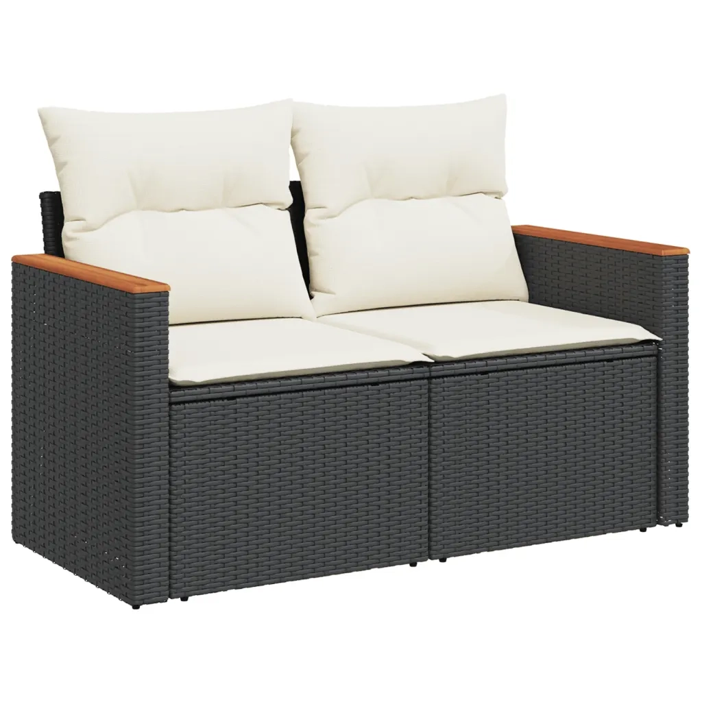 Set Divano da Giardino 6 pz con Cuscini-Sofa da Giardino-Divanetto da esterno Nero in Polyrattan 518621