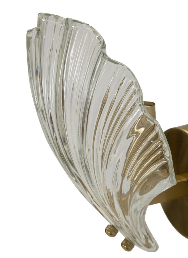 Lampada da Muro Shell 20x14x22 cm in Vetro e Ferro Oro e Naturale