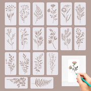 Set di stampe per pittura su legno da 18 pezzi - Fiori riciclabili - Stampe per pittura e artigianato - Stampa di segni per pareti e mobili