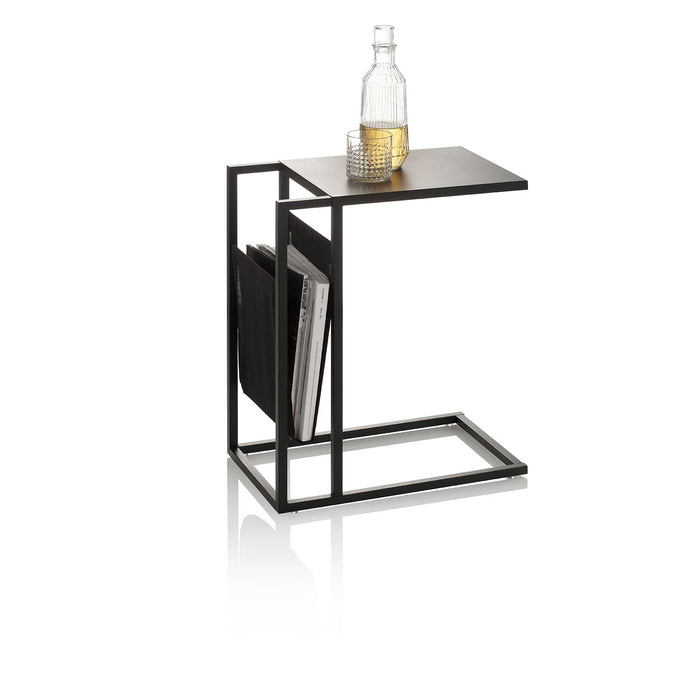 Tavolino 46x28,4x56,6 cm con Tasca in Metallo Nero