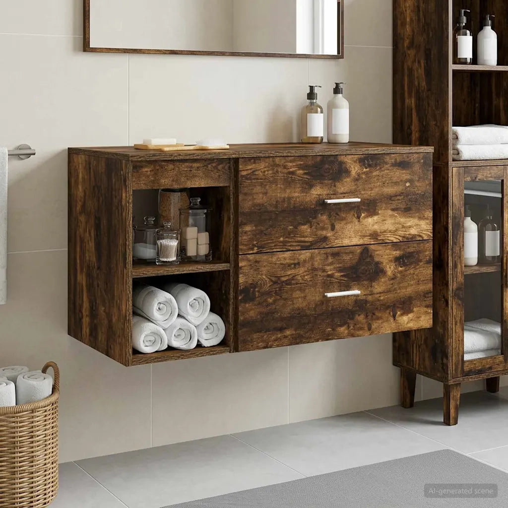 Set di mobili per il bagno 2 pcs Rovere Fumo 3403940