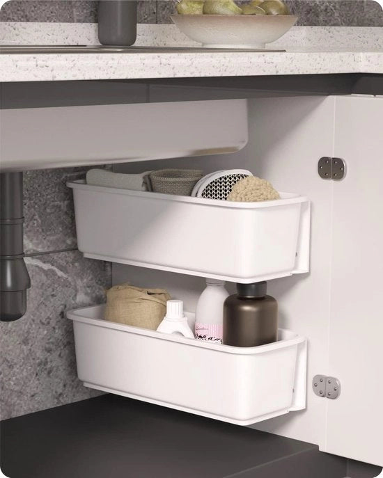 Maniglie di apertura per cucina o bagno - Organizzatore di armadietto - 2 pezzi - Bianco - Plastica