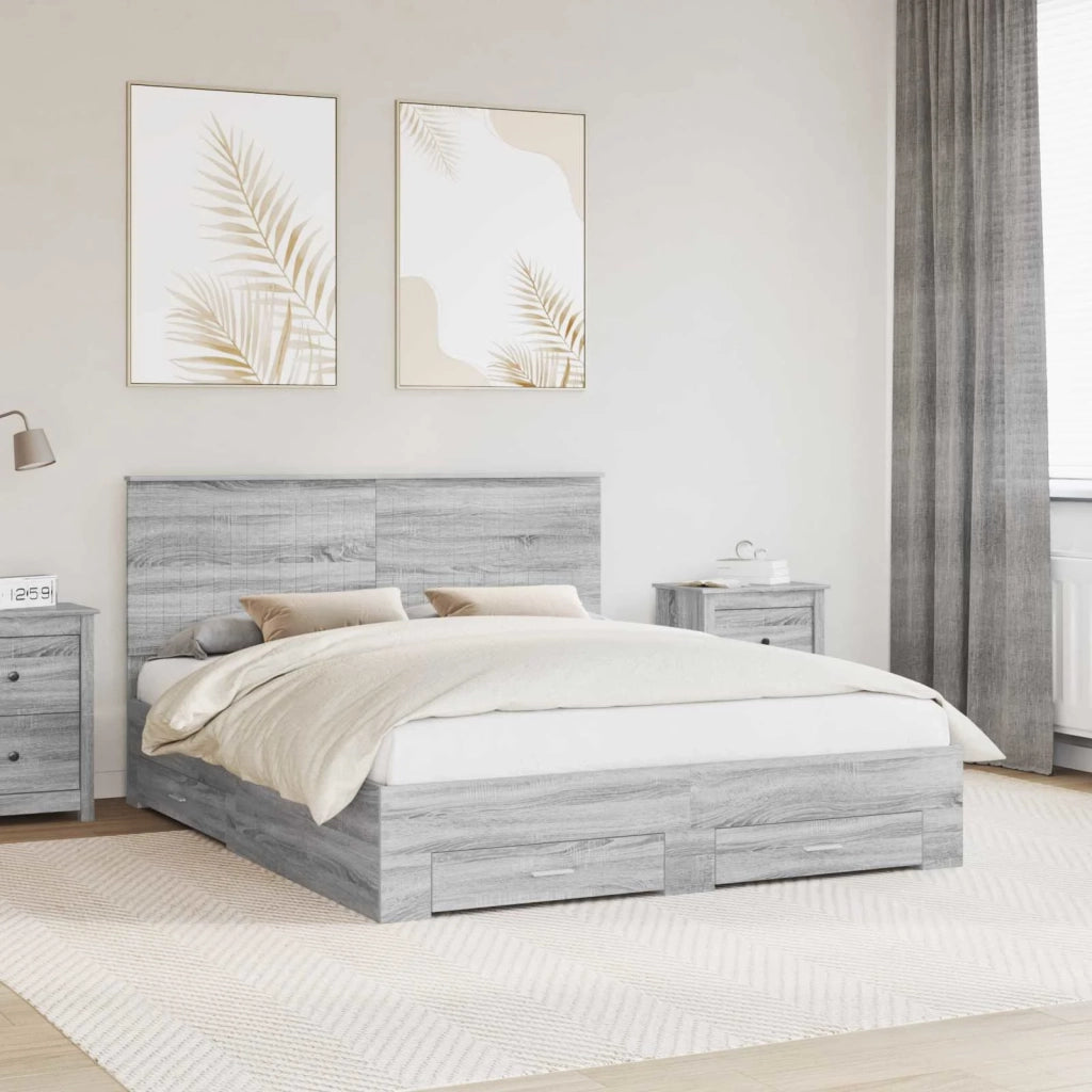 Struttura del letto con testiera Grigio Sonoma 160 x 200 cm