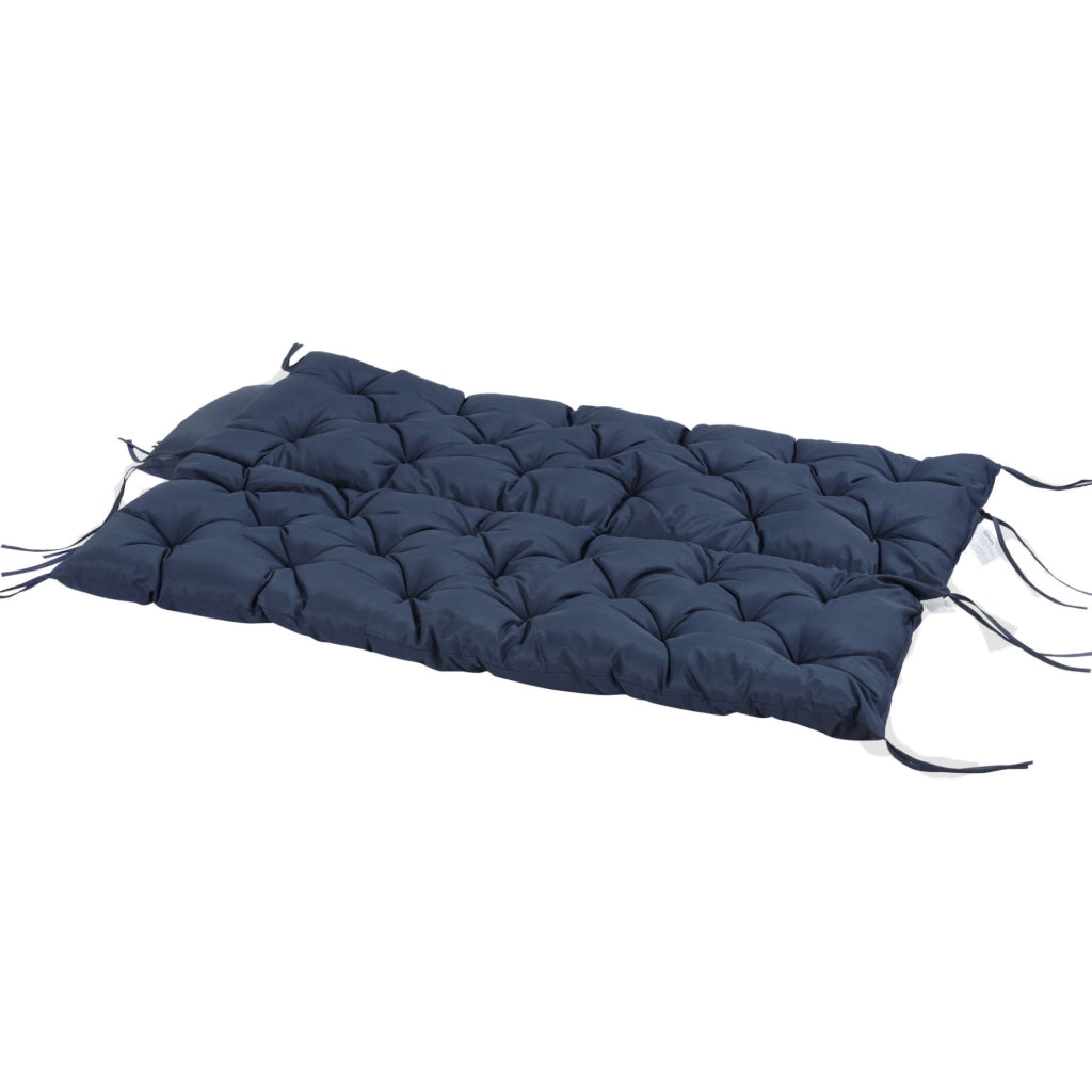 Cuscino per panca blu 150 x 98 x 8 cm con sei lacci