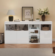 Sideboard soggiorno bianco LED con app, 3 ante, 155,5 cm