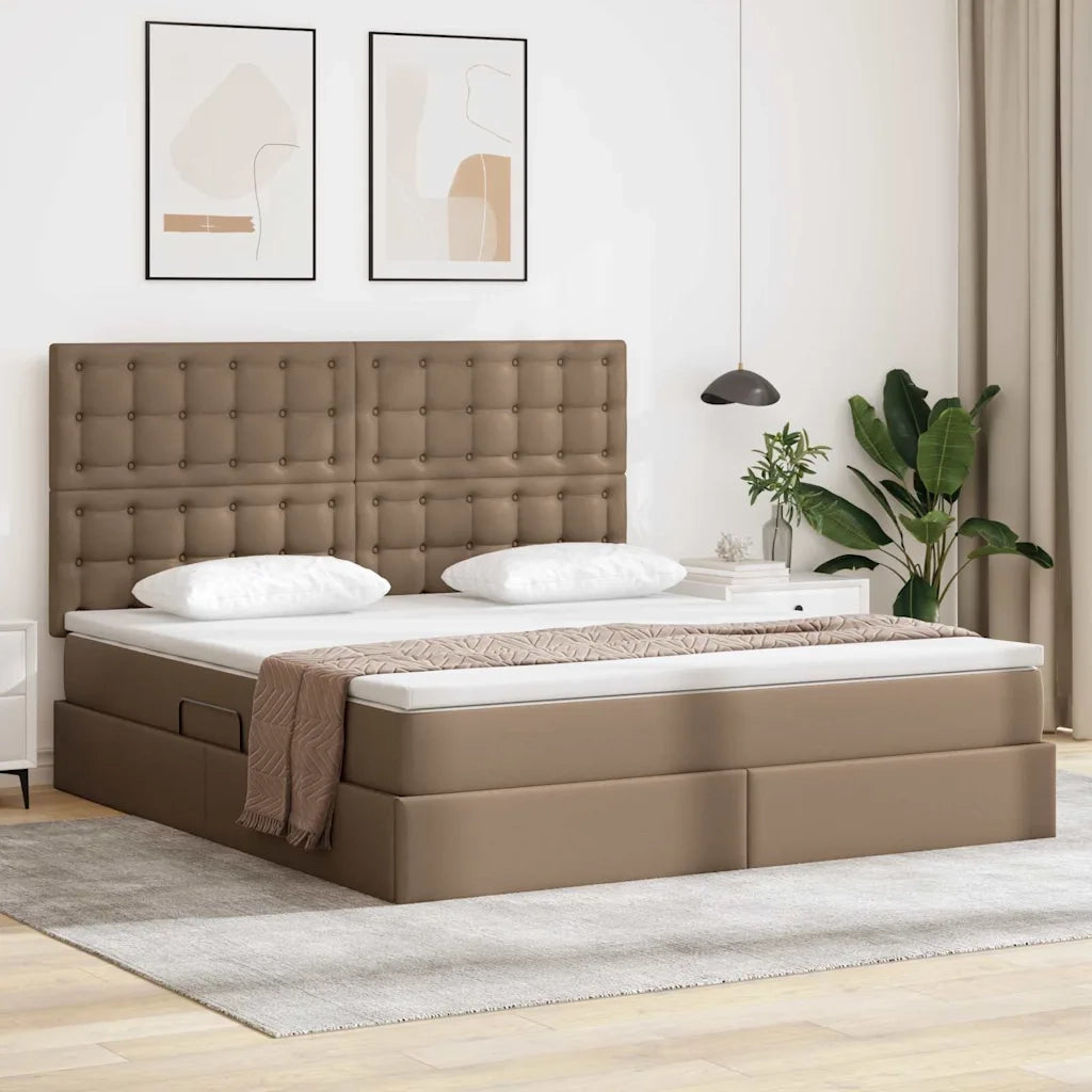 Letto con contenitore e LED con led Cappuccino 180 x 200 cm