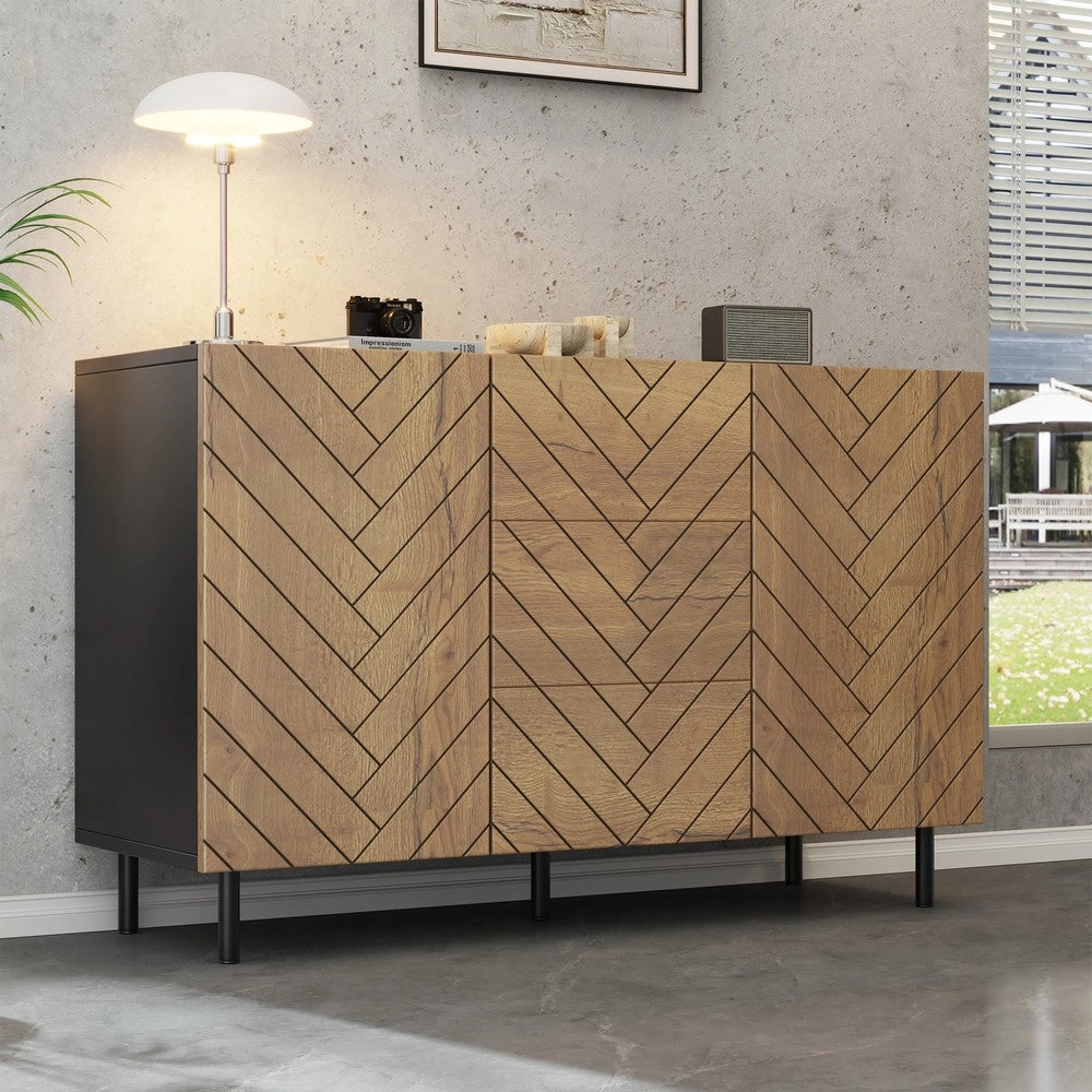Credenza con 3 Cassetti e 2 Ante per Soggiorno ¨C MINIMAL ¨C 120x40x76 cm