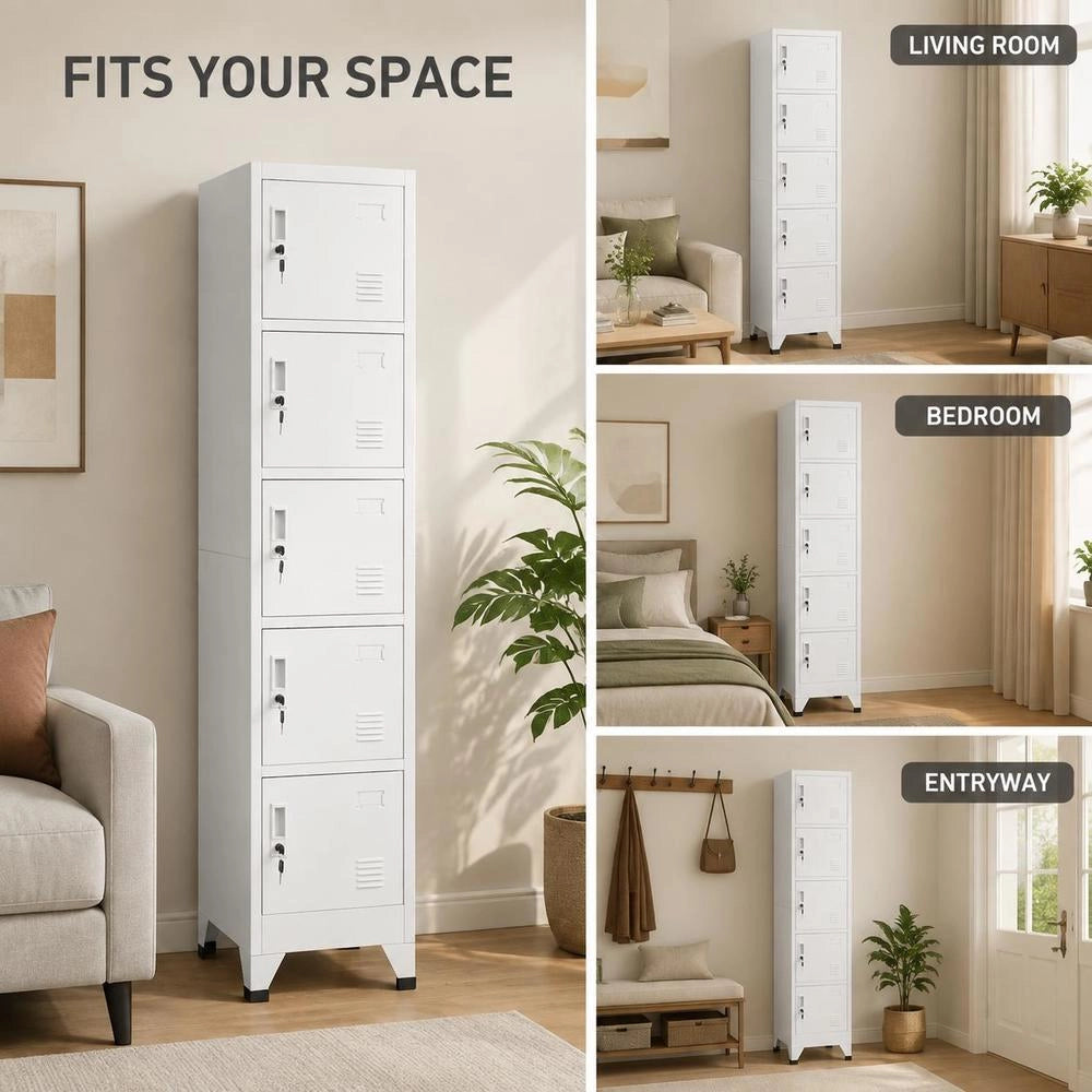 Locker Cabinet, Light Grey, 38x40x180 Cm, Steel