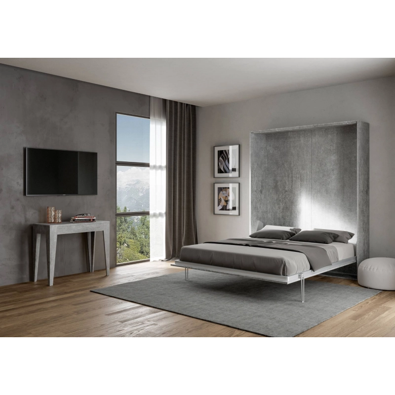 Letto a scomparsa 160 verticale Kentaro - Cemento