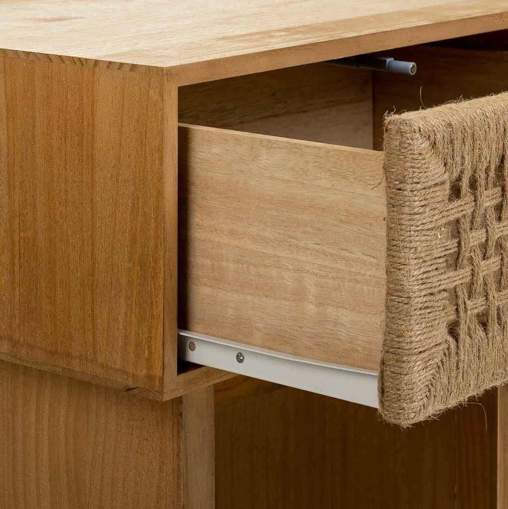 Comodino in legno e corda intrecciata marrone 45x36x55h