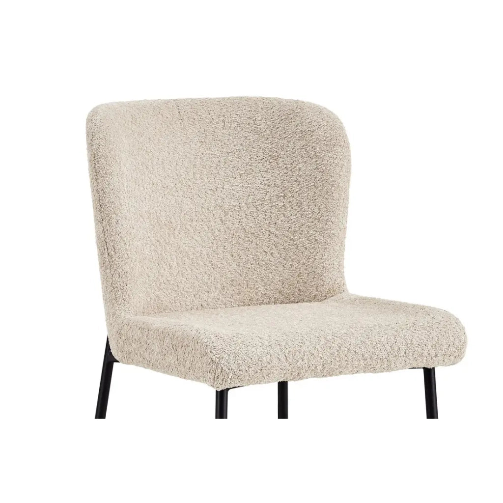 Sedia rivestita in Bouclé per sala da pranzo colore Beige. Collezione LISE