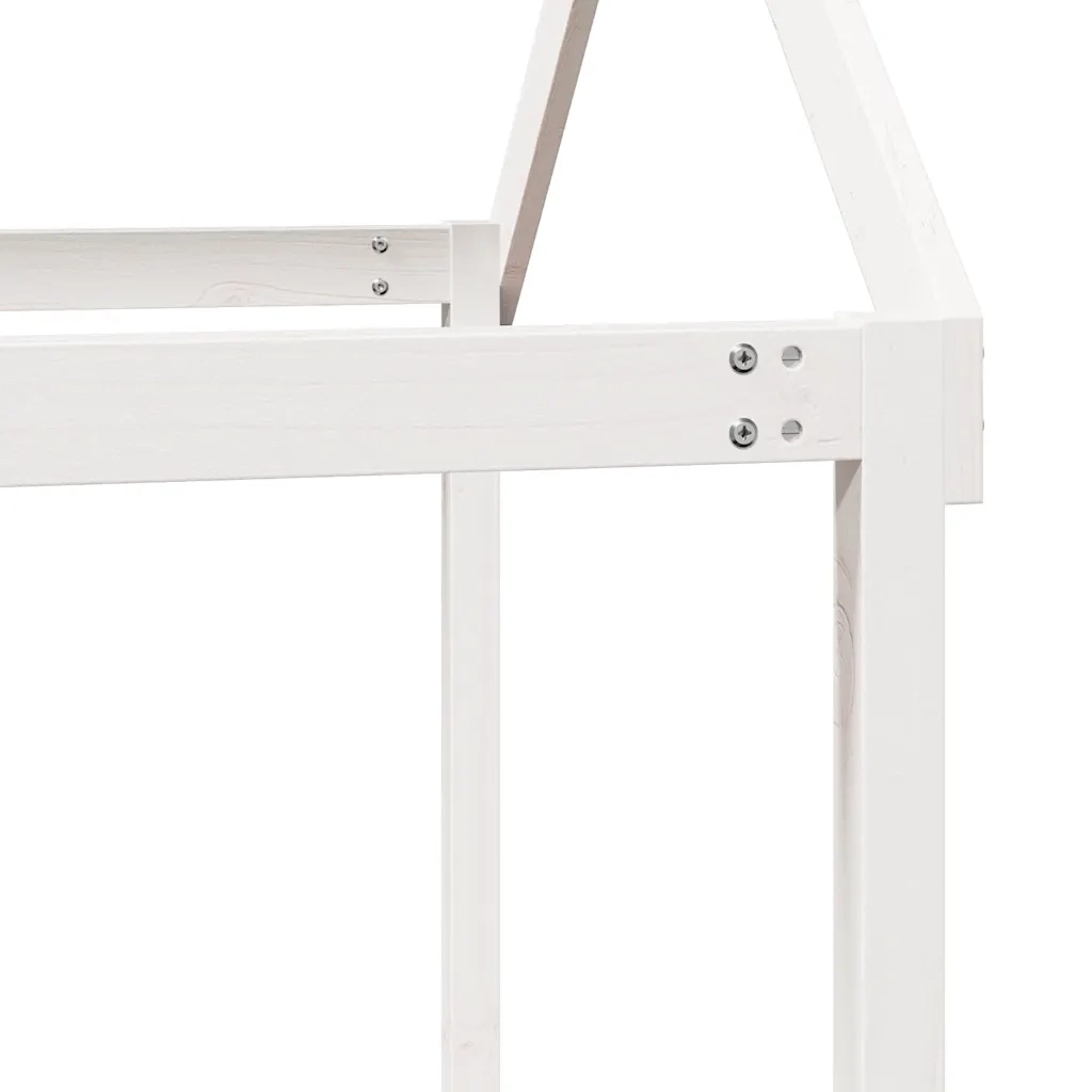 Tetto Letto Bambini Bianco 217x85,5x154 cm Legno Massello Pino
