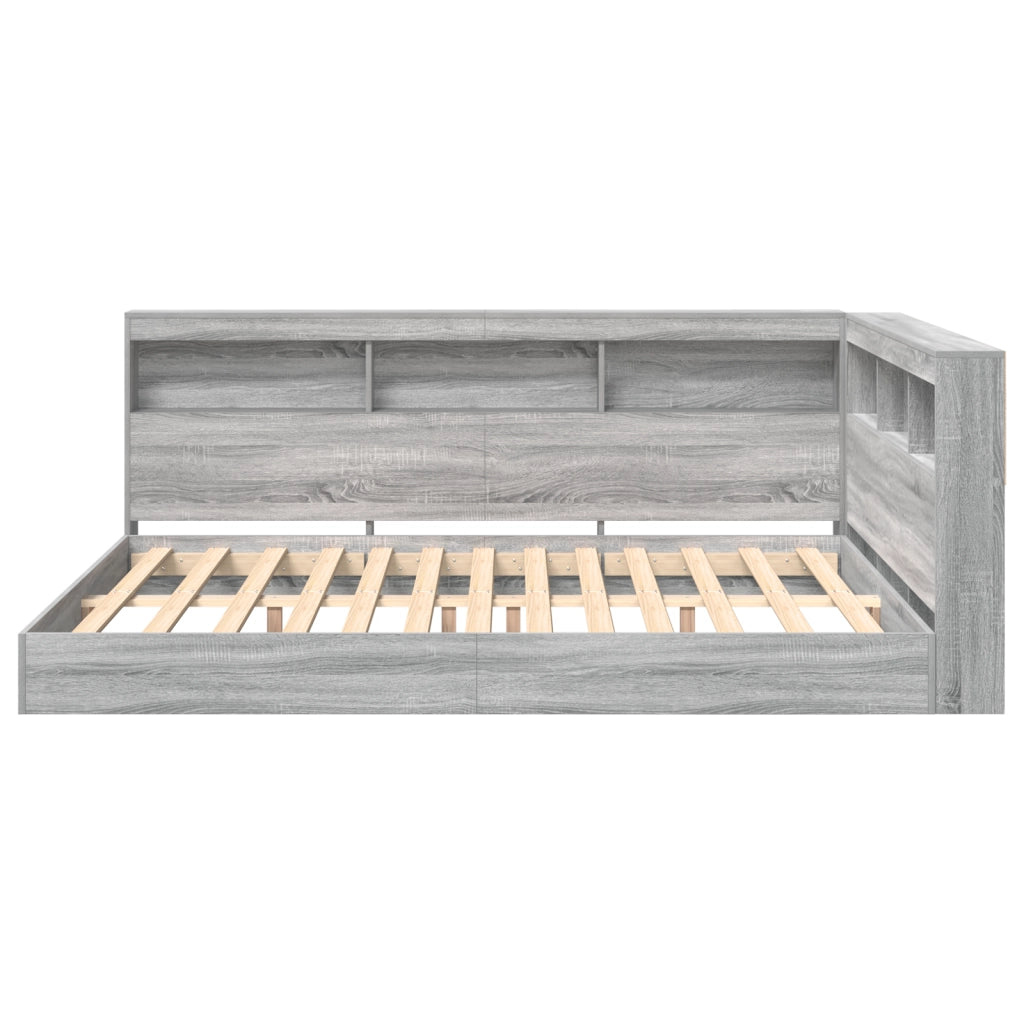 Letto con Libreria Grigio Sonoma 160x200 cm Legno Ingengnerizzato