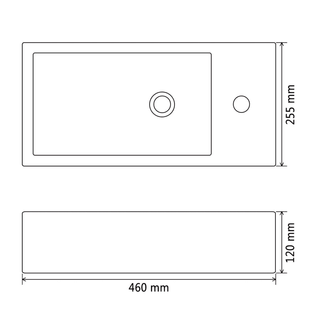 Lavandino con Foro Rubinetto Rettangolare Ceramica 46x25,5x12cm cod mxl 48908