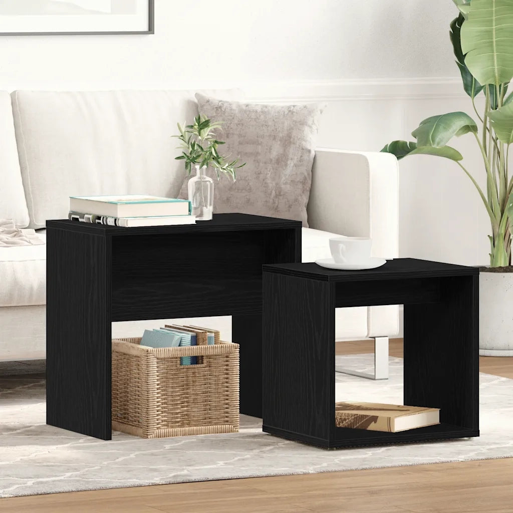 Tavolini da Salotto 2 pz Rovere Nero in Legno Multistrato