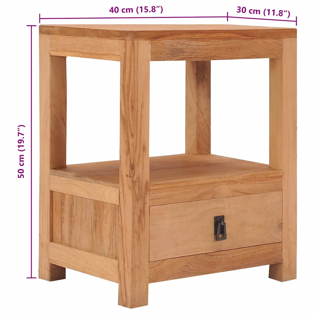 Comodino | Armadio da Notte | Mobiletto da notte 40x30x50 cm in Legno Massello di Teak