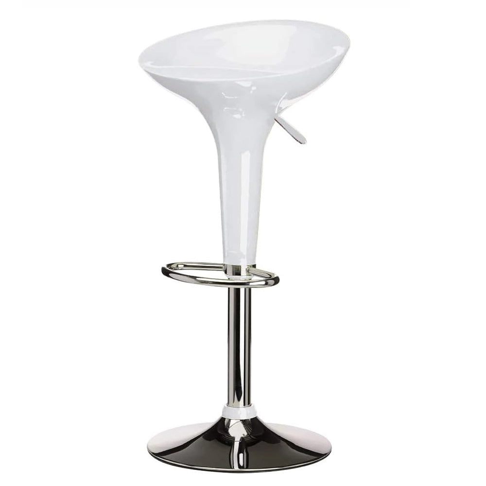 Coppia Sgabelli Bar Cucina Altezza Regolabile in Acciaio e ABS Bianco