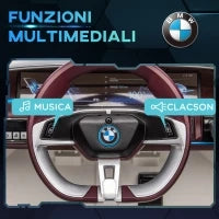 Macchina Elettrica per Bambini 3-6 Anni con Licenza BMW con Telecomando, Clacson e Fari, 115x67x45 cm, Bianca
