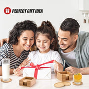 Set di 8 sottopiani in legno per bicchieri con scatola - lavabile - per bevande - birra - bicchieri - tazze - sottopiani da tavolo - decorazione di Natale - regali