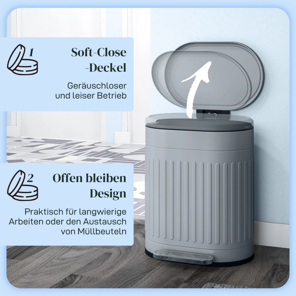 Cestino 20L con Coperchio a Pedale e Contenitore Interno Estraibile ¨C Zephmum ¨C 36.5x31.2x45 cm, Grigio