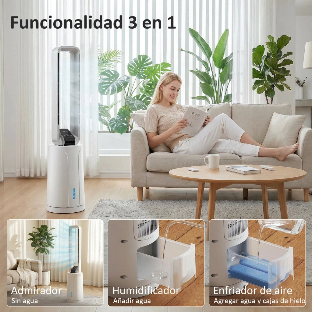 Ventilatore 3 in 1 con Serbatoio 1.7L ¨C Zephmum ¨C Bianco 24.7x24.7x109.5 cm