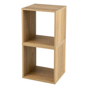 Set di 2 organizzatori a cubo da pavimento, 2 cubi modulari fai da te per il soggiorno lo studio Legno naturale-Tavolini
