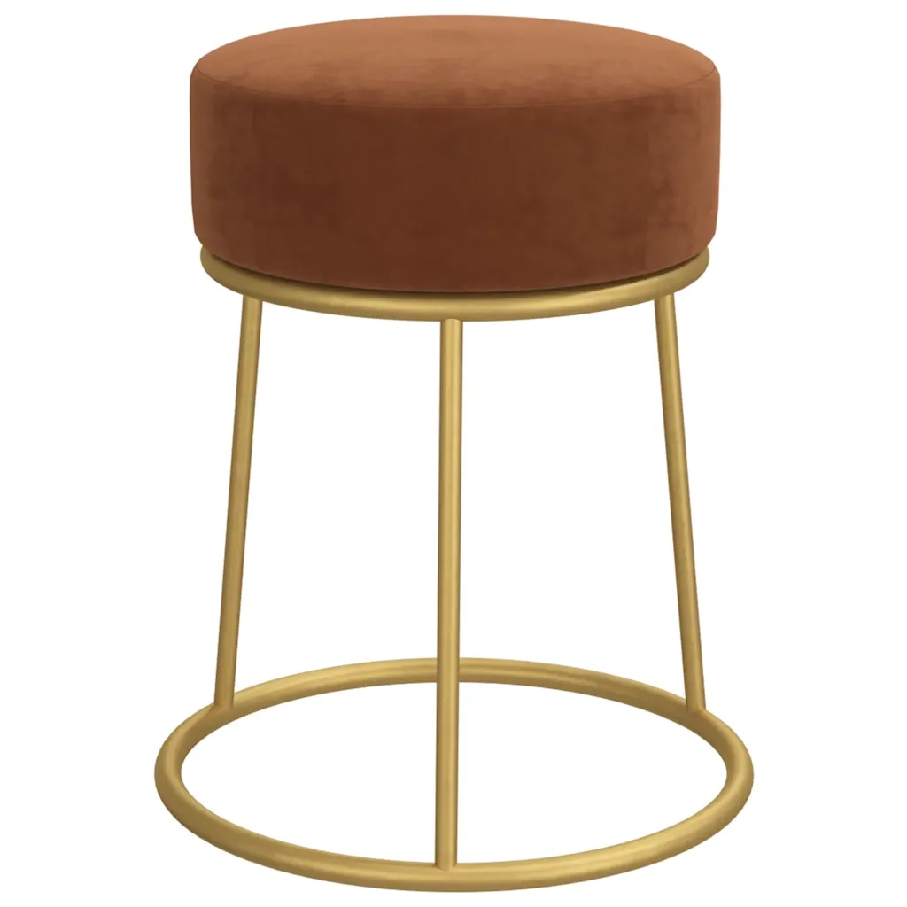 Sgabello Rotondo Marrone in Velluto CFW4398052