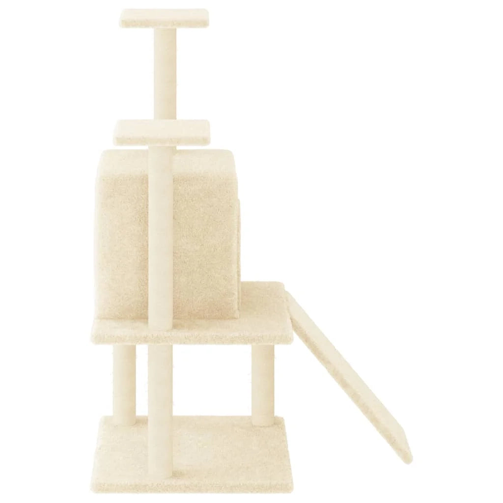 Tiragraffi per gatti torre per arrampicata giocattolo piattaforma per arrampicata con tiragraffi in sisal 110 cm crema 02_0022457
