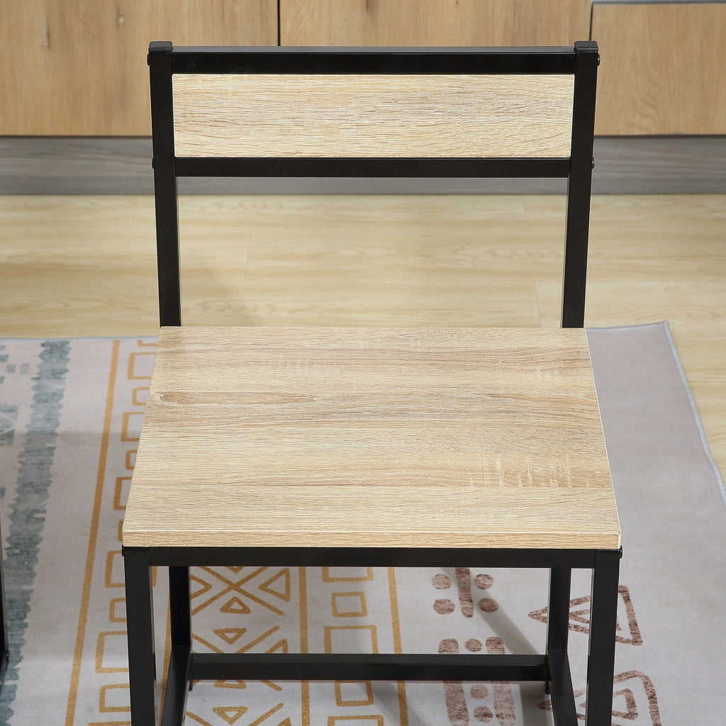 Tavolo da pranzo per 2 persone con 2 sedie, design industriale compatto per cucina e soggiorno, in legno, rovere