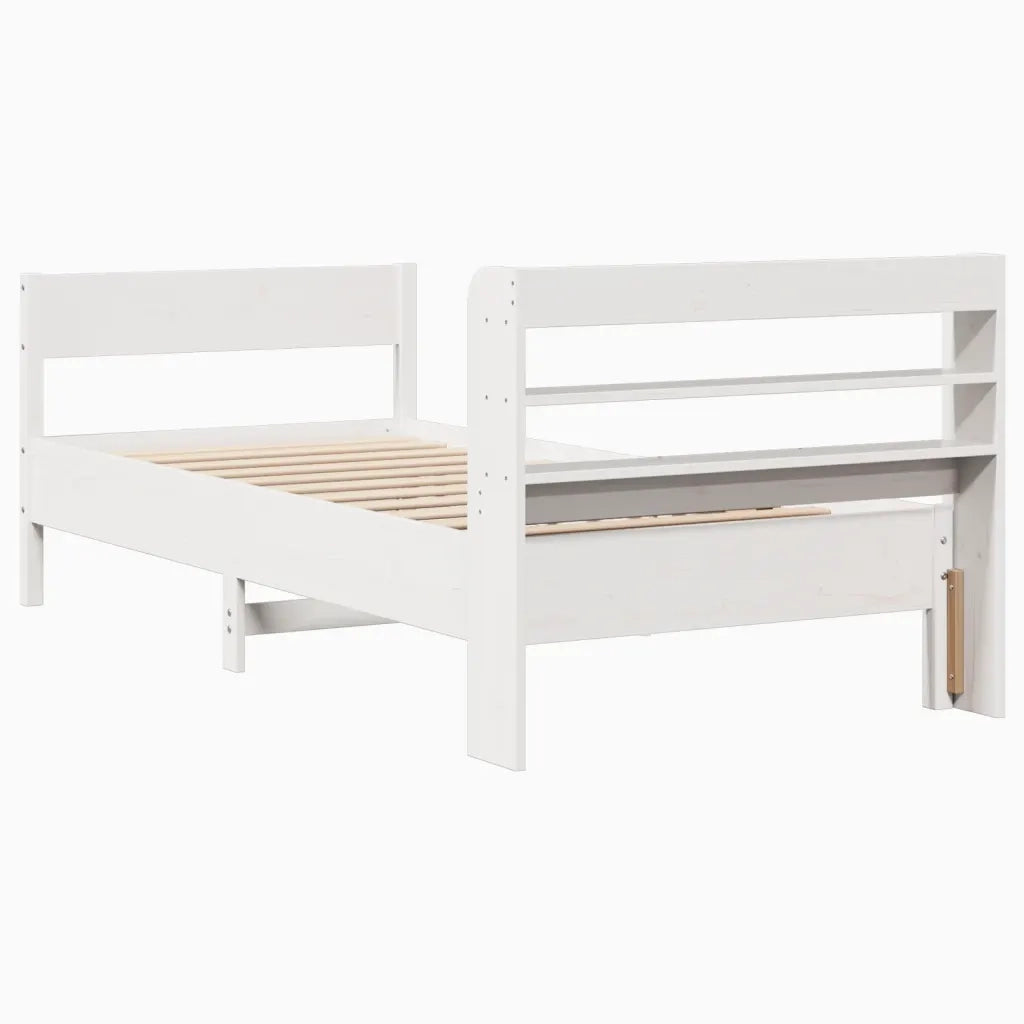 Letto senza Materasso Bianco 75x190 in Legno Massello di Pino