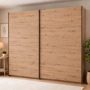 Armadio Camera da Letto Salemi, Guardaroba Grande 2 Ripiani, 245x217.5h cm Marrone Rovere Nodi