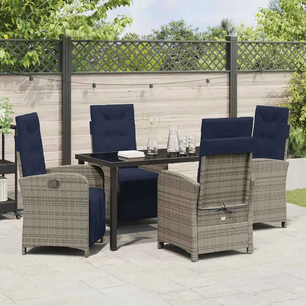 Set da Pranzo per Giardino con cuscino 5 pcs Grigio polyrattan 3380360