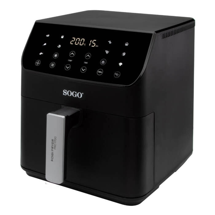 Friggitrice ad aria 6L 1700W con 12 programmi e display touch, temperatura 60-200°C e timer 60 min, senza olio - Sogo