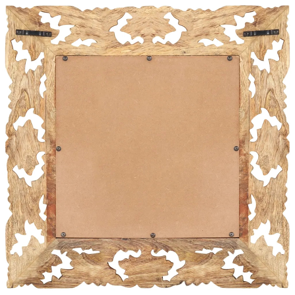 Specchio Intagliato a Mano 50x50 cm in Legno Massello di Mango 321638