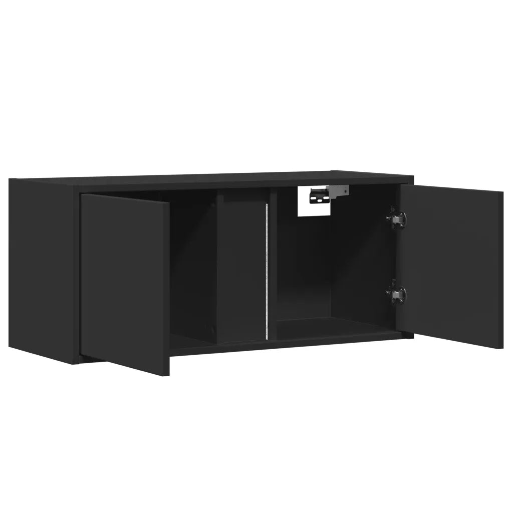 vidaXL Mobile TV a Parete con Luci LED Nero 80x31x35 cm