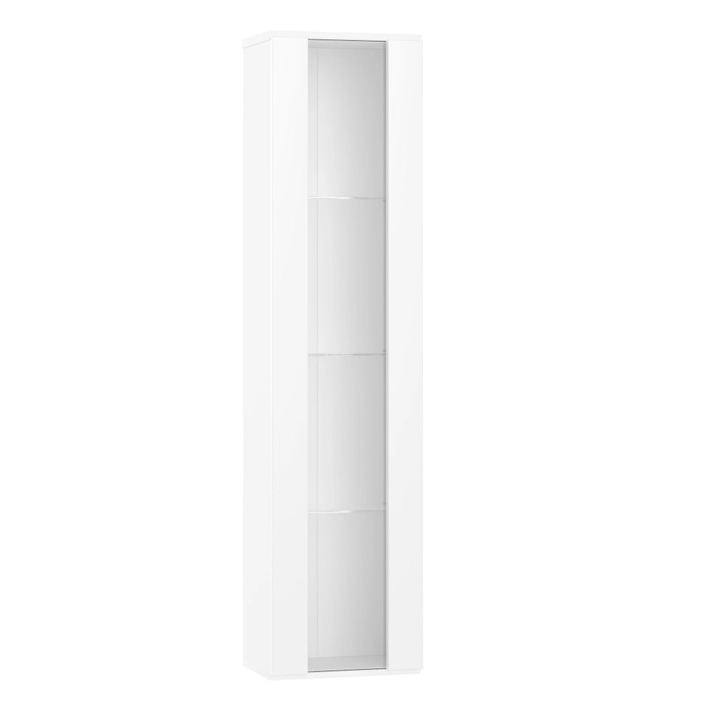 Vetrina multifunzionale bianca 40 x 29 x 170 cm con 4 livelli, illuminazione LED RGB controllata da app e montaggio a parete